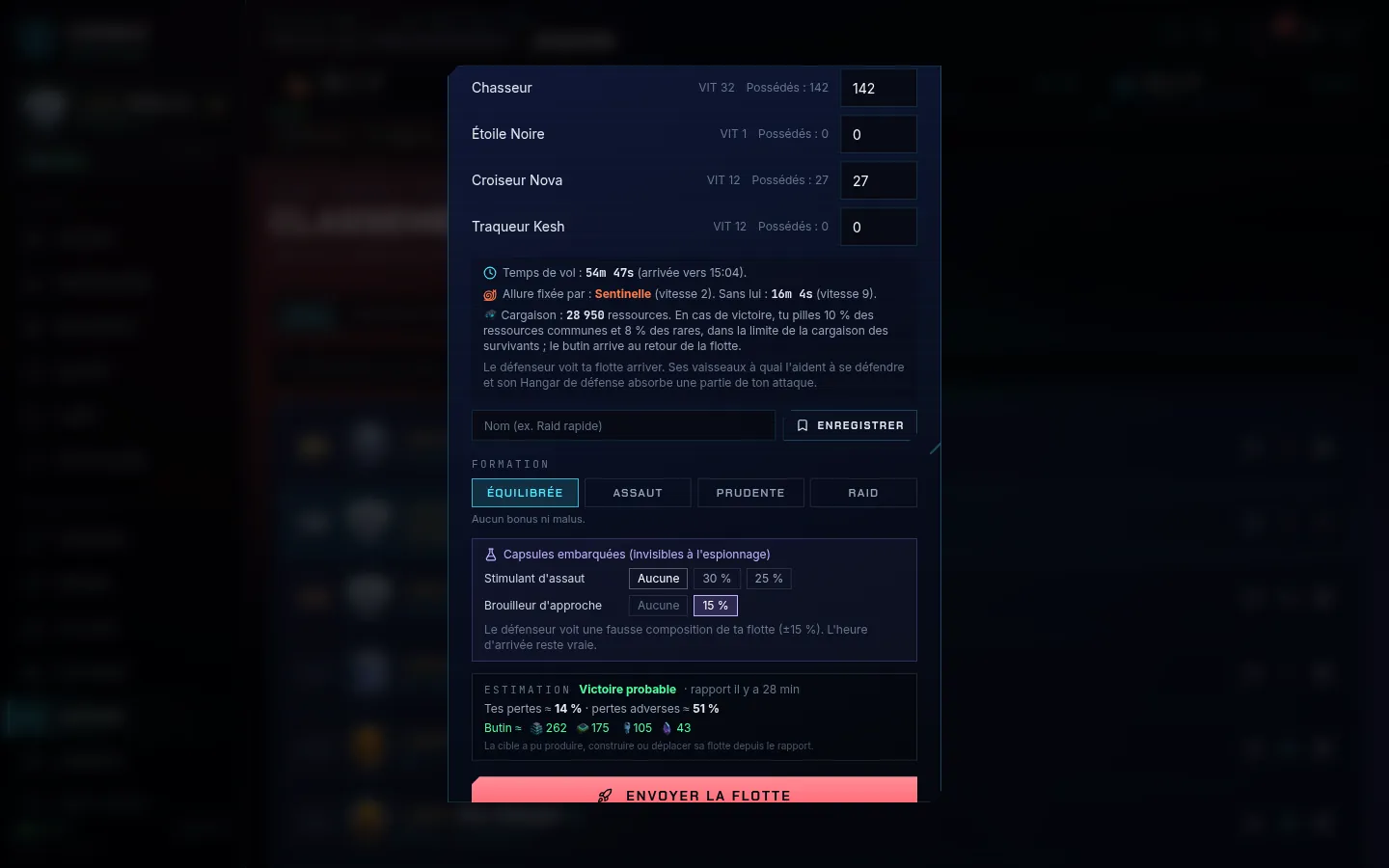 Envoi d'une attaque