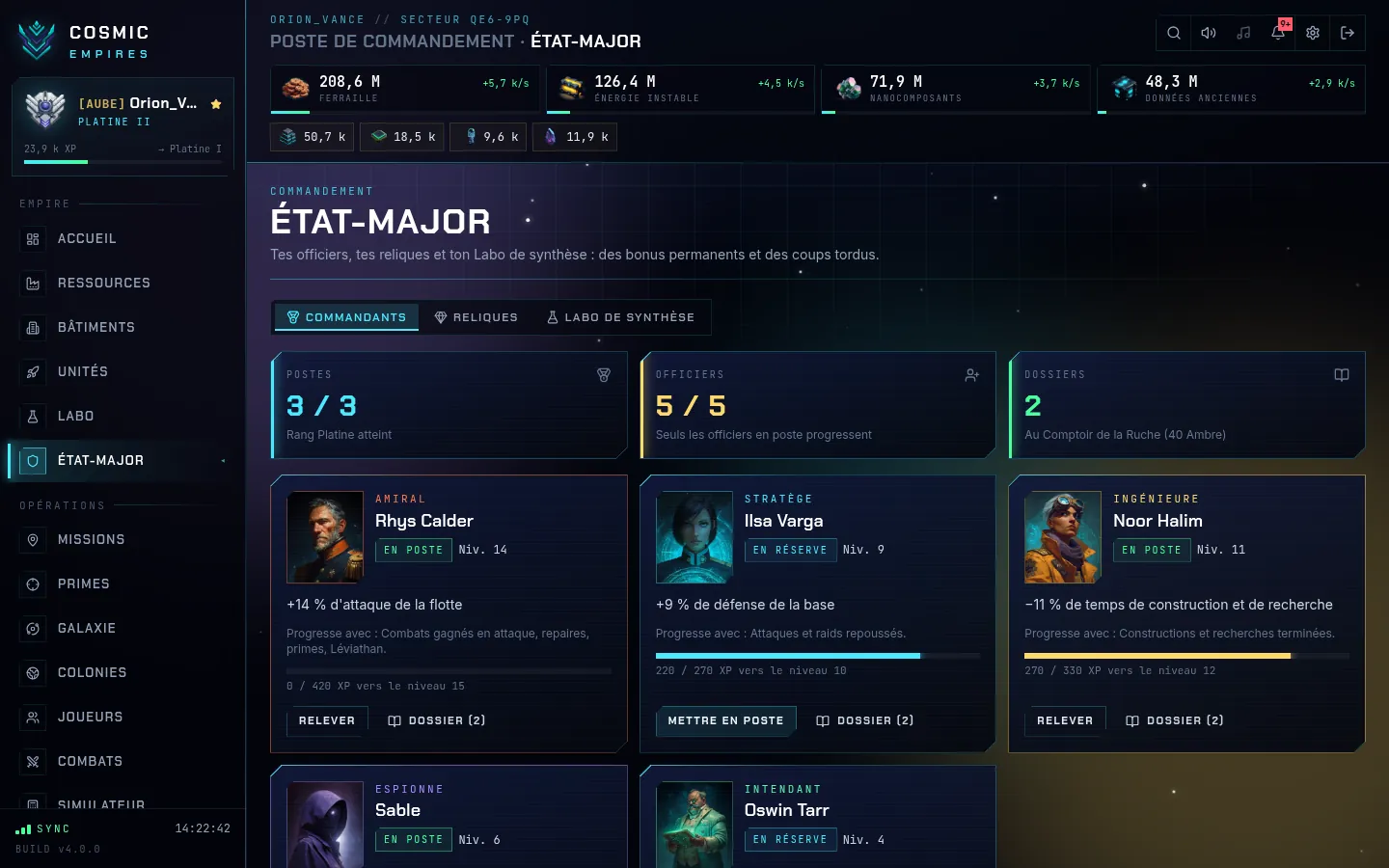 État-major : commandants