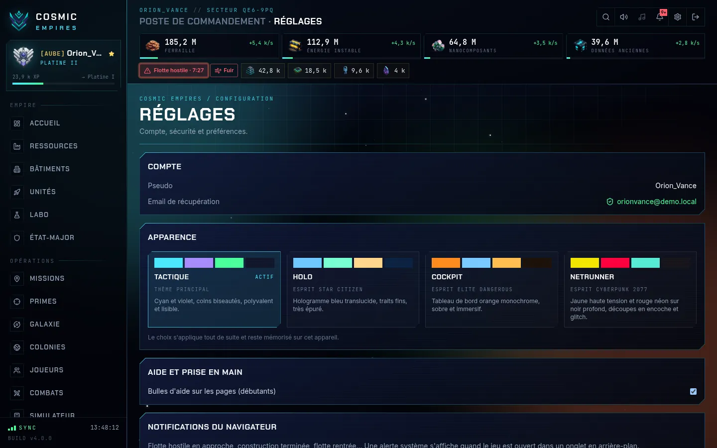 Réglages
